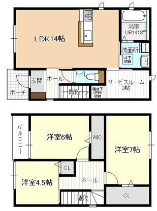 五才美町１２６ＫＯＤＡＴＥＸⅤ-Ａ(3SLDK)の間取り写真