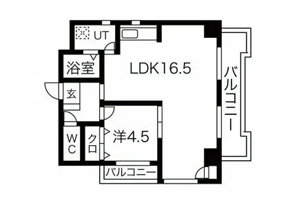 エクスクリエ高畑(1LDK/2階)の間取り写真