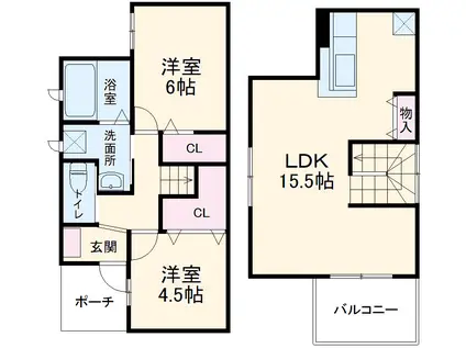 ＪＲ東海交通城北線 尾張星の宮駅 徒歩11分 2階建 築16年(2LDK)の間取り写真