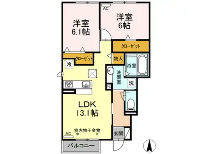 エミネンス(2LDK/1階)の間取り写真