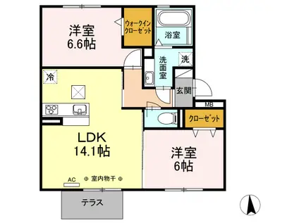 ルミエールSK(2LDK/1階)の間取り写真