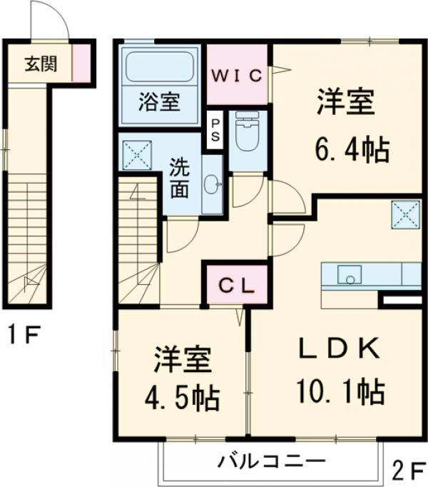 メゾンSAKURAⅡ(2LDK/2階)の間取り写真