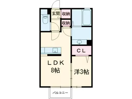 シャトー・デュ・ボヌールA(1LDK/2階)の間取り写真
