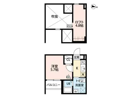 ル・フォティユⅡ(1K/1階)の間取り写真