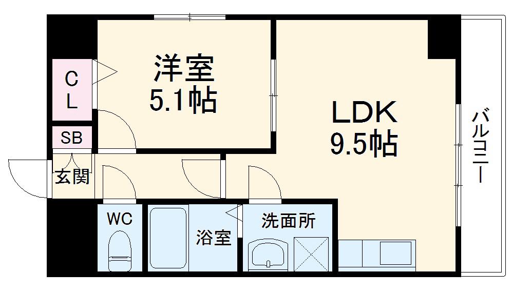 サンマール金山南(1LDK/4階)の間取り写真