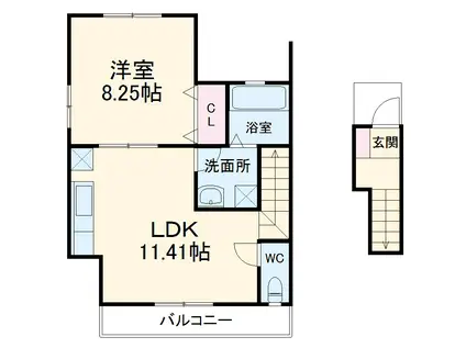 ラフィネ今泉Ⅱ(1LDK/2階)の間取り写真