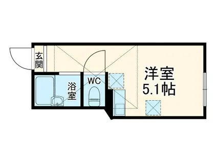 プライムテラス東海大学前Ⅲ(ワンルーム/1階)の間取り写真