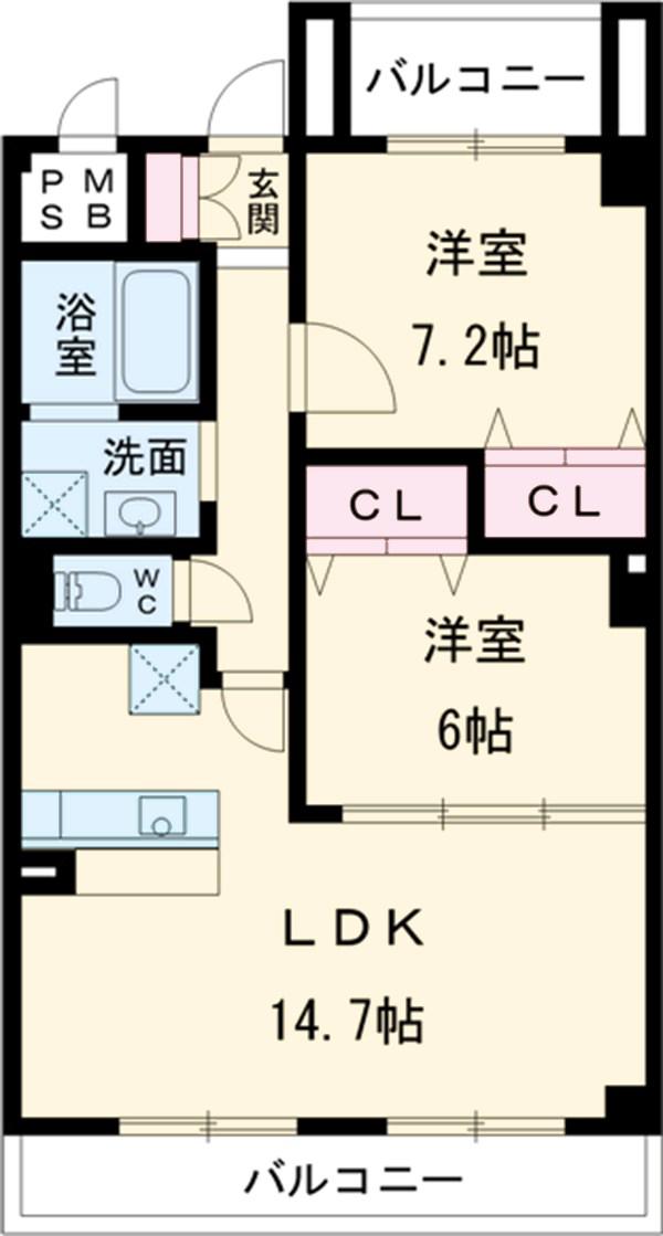 グランドソレイユⅡ(2LDK/3階)の間取り写真