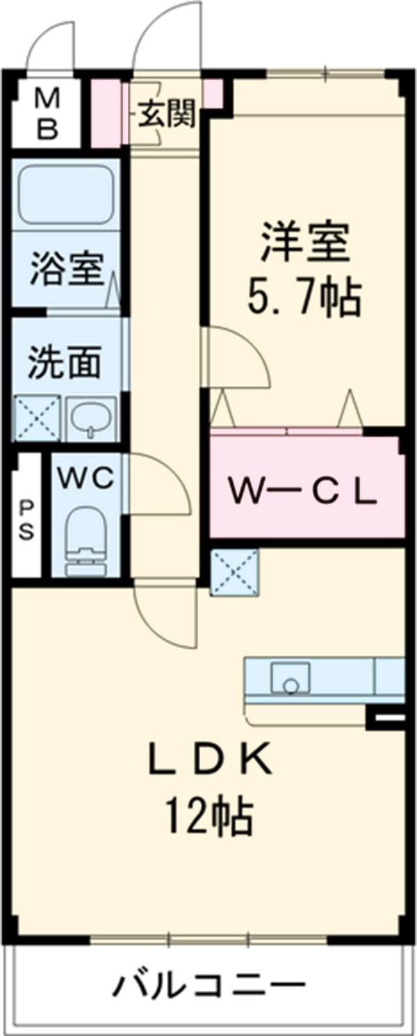 グランドソレイユⅡ(1LDK/4階)の間取り写真