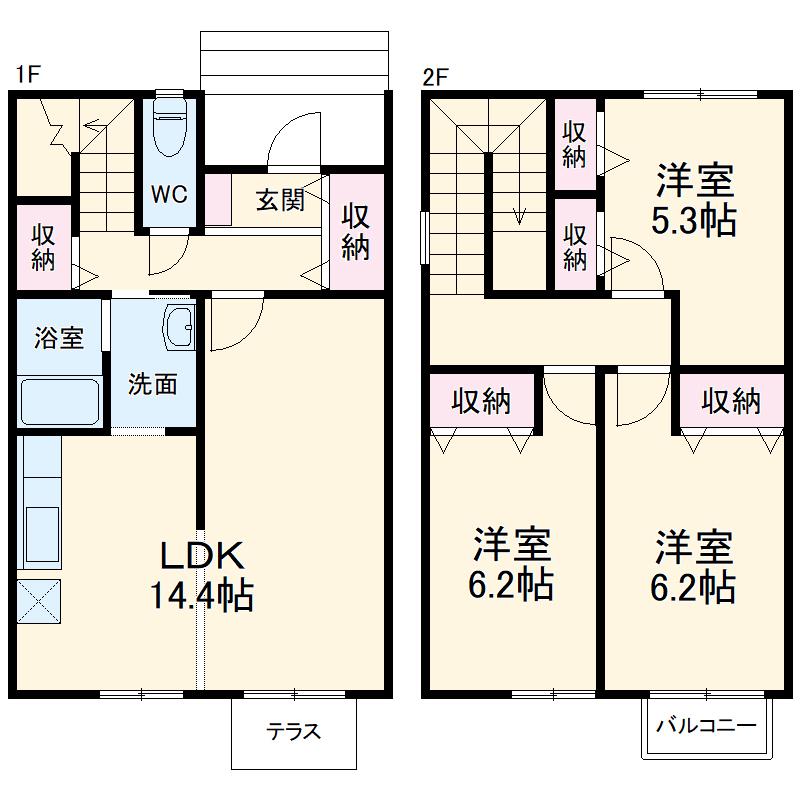 プランタンＤ(3LDK)の間取り写真