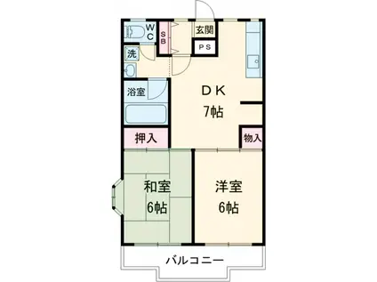 メゾンボヌール喜多見(2SK/1階)の間取り写真