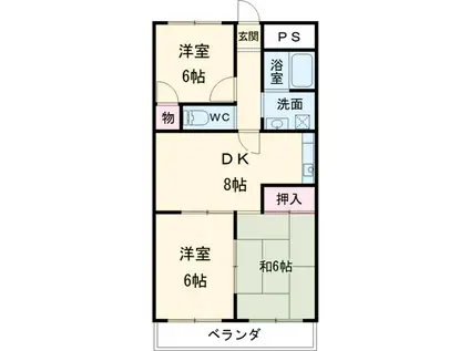 フラワー松本Ⅲ(3DK/3階)の間取り写真