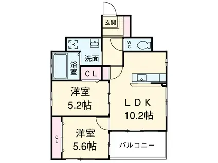 ライトクロト名港(2LDK/4階)の間取り写真