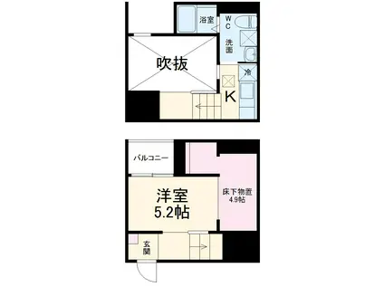 ル・フォティユⅢ(1K/1階)の間取り写真