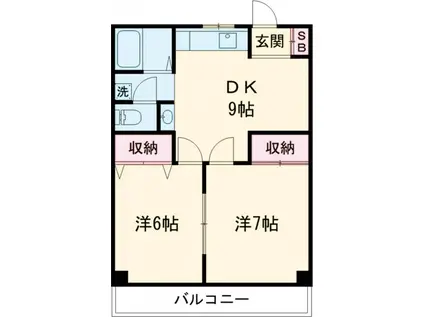ホワイトマンション(2DK/3階)の間取り写真