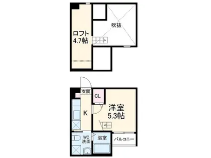 コンフォート幡野(1K/2階)の間取り写真
