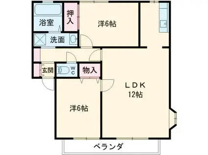 サンビレッジ小山D棟(2LDK/1階)の間取り写真