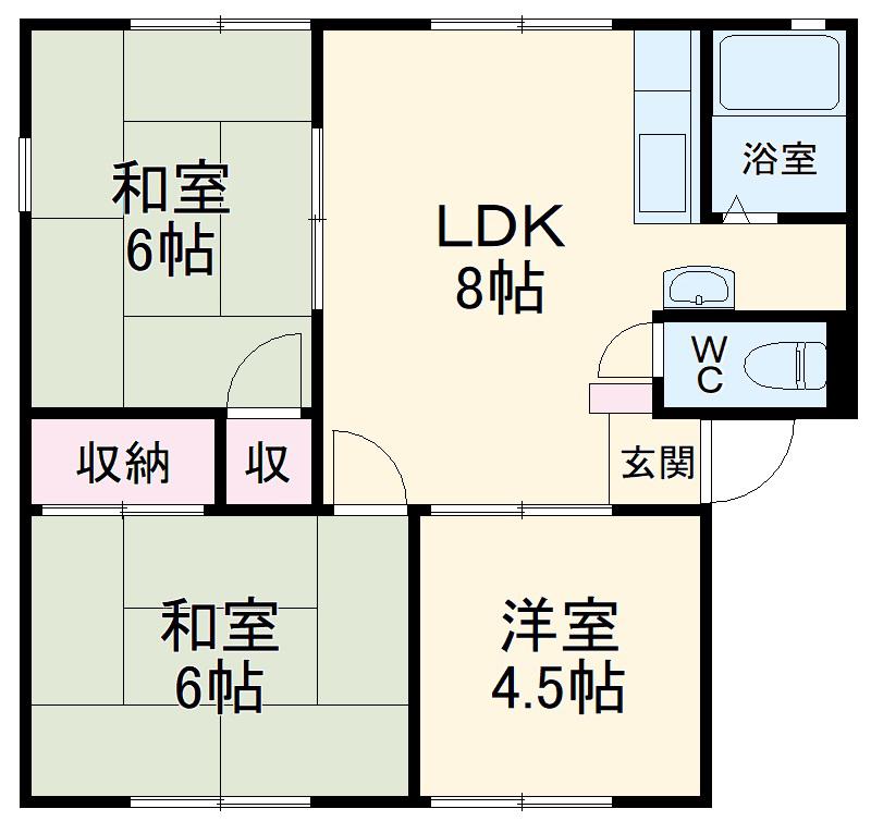 松本ハイツ D棟(3LDK/2階)の間取り写真