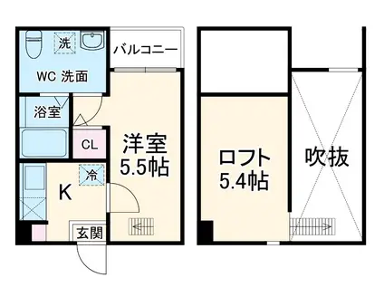 F.F.プレミア(1K/2階)の間取り写真