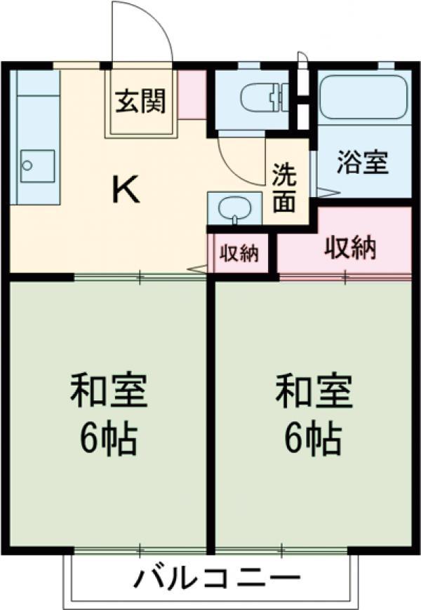 富士見ハイツ(2DK/1階)の間取り写真