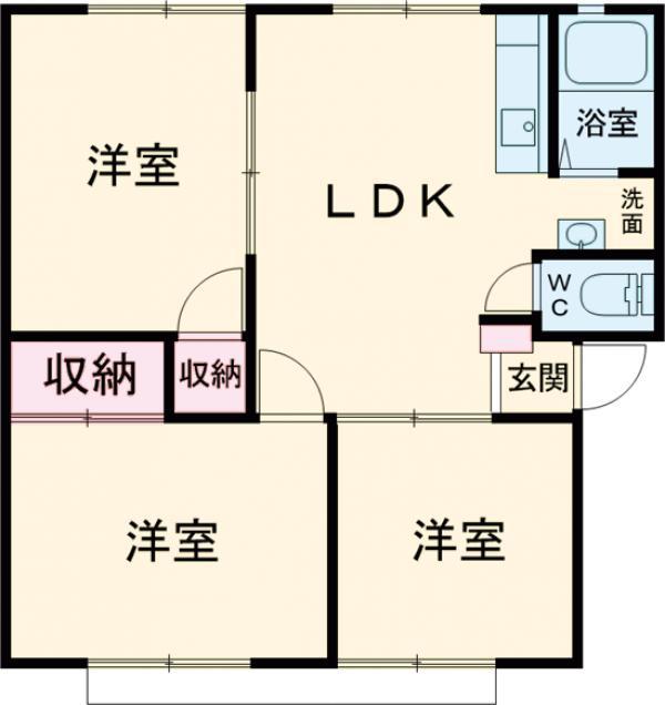 ハーモニーハイツ2(3LDK/2階)の間取り写真