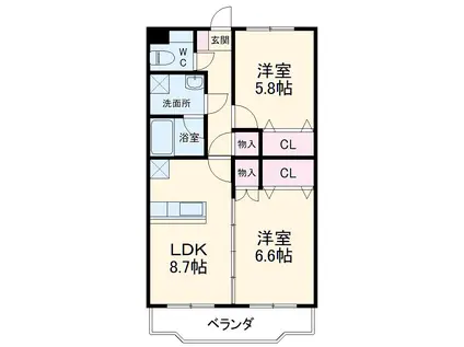 グリーンヒル1(2LDK/3階)の間取り写真