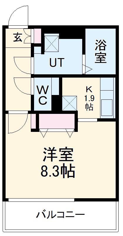 GRANDE柴田(1K/1階)の間取り写真