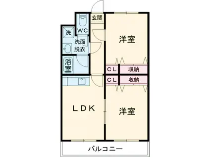 ヴェルディ羽川C館(2LDK/1階)の間取り写真