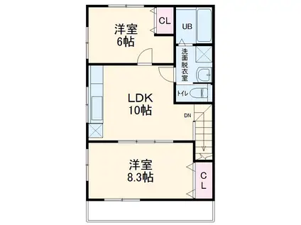 ラフィネ今泉Ⅰ(2LDK/2階)の間取り写真