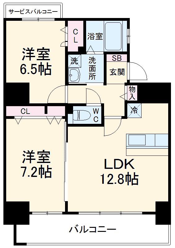 FLOS北山王(2LDK/2階)の間取り写真