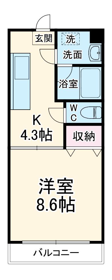 プレジール(1DK/2階)の間取り写真
