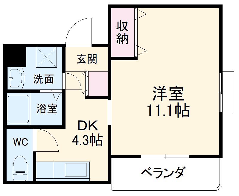プレジール(1DK/3階)の間取り写真