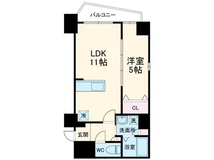 ヨコハマ ベイ ダイアモンド ストリーム(1LDK/6階)の間取り写真