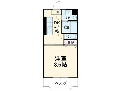 エスプリⅠ(1DK/3階)の間取り写真