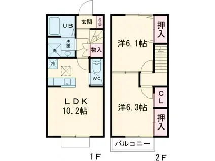 Rinka（凛花）Ａ(2LDK)の間取り写真