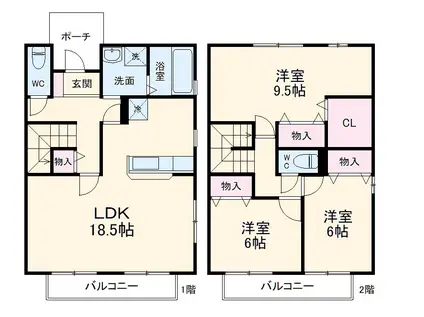 アルファタウン西田原Ｂ(3LDK)の間取り写真