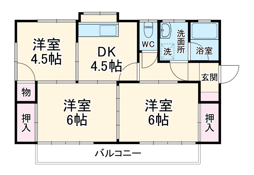 三武ハイツⅠ(3DK/1階)の間取り写真
