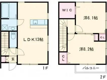 サウスヒルズ　Ｂ(2LDK)の間取り写真
