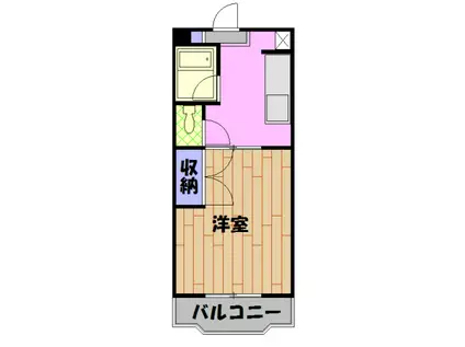 ソレイユK(1DK/2階)の間取り写真