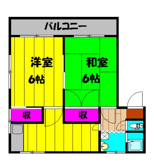 ハシモトハイツ(2DK/3階)の間取り写真