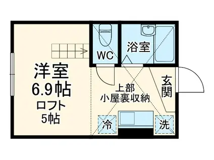 プライムテラス東海大学前Ⅱ(ワンルーム/1階)の間取り写真