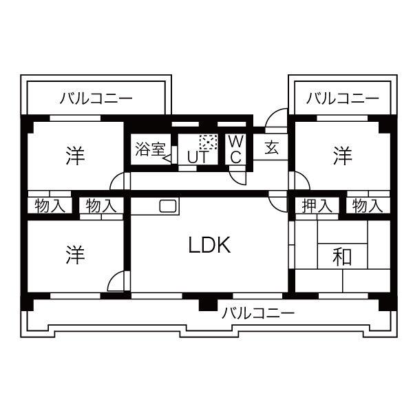 ドミール幸心(4LDK/4階)の間取り写真