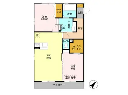 セピアコート A館(2LDK/1階)の間取り写真