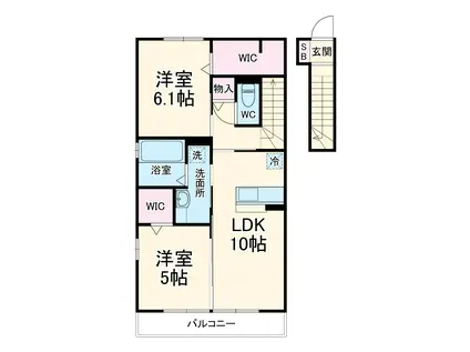 ERBENHEIM Ⅶ(2LDK/2階)の間取り写真