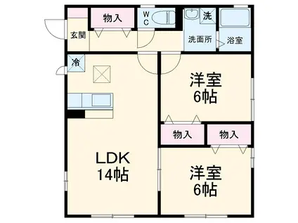 コゥジィーコートⅡ(2LDK/2階)の間取り写真