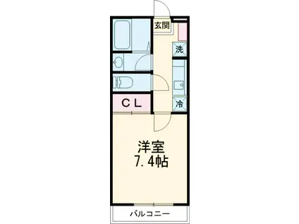 ウエストハイムつくば(1K/1階)の間取り写真