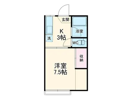 イーハトーブ海老名(1K/1階)の間取り写真