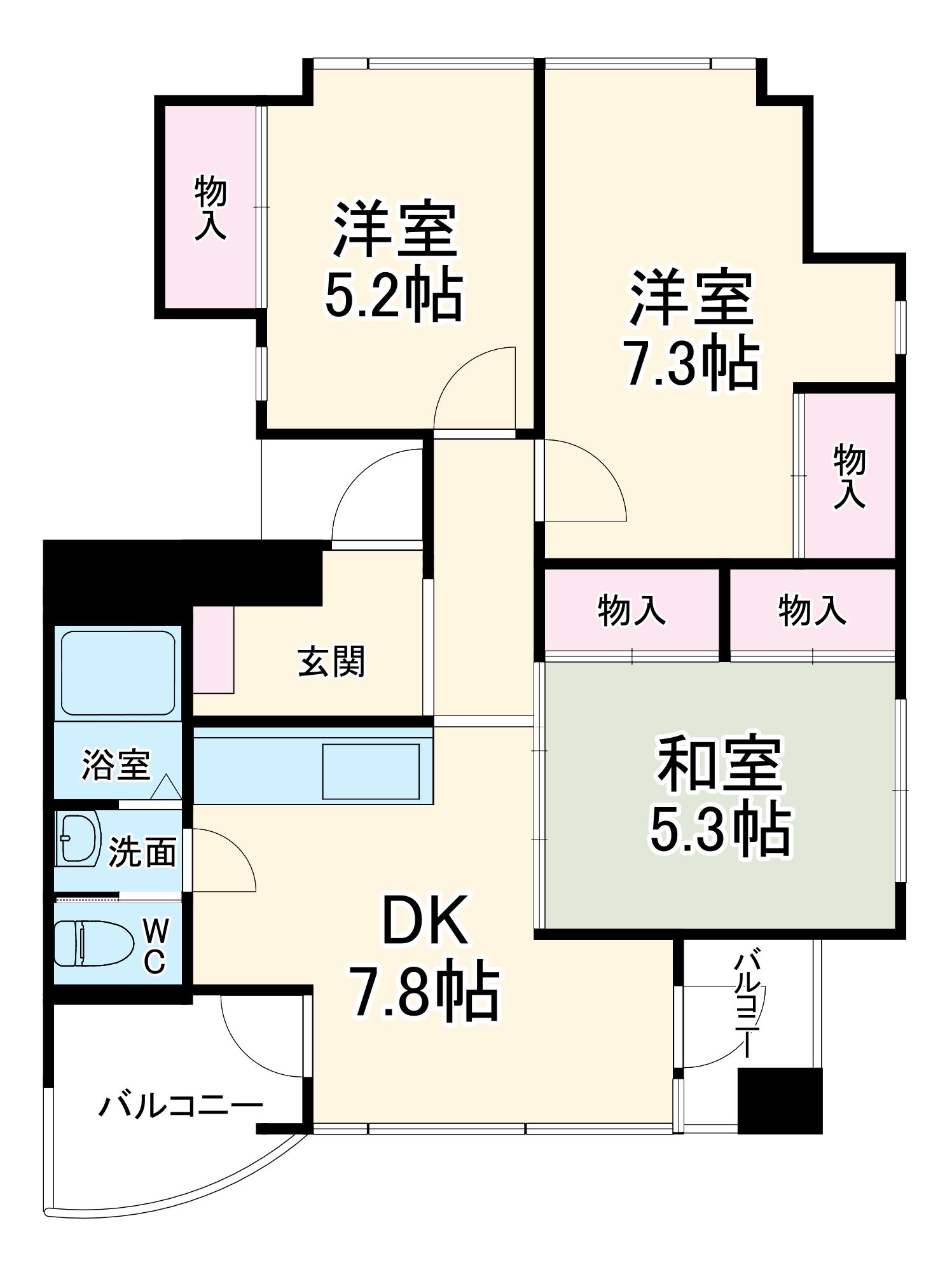 柿の木ハウス(3DK/3階)の間取り写真