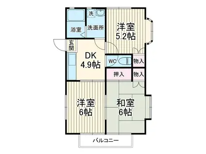 サンハイツ Ⅱ(3DK/2階)の間取り写真