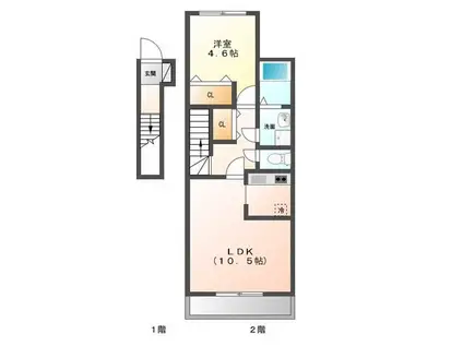 ファミーユFK(1LDK/2階)の間取り写真